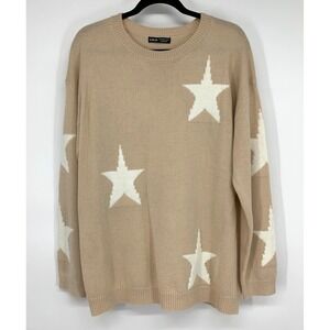 Shein Sweater Womens Size Large (8/10) Star Print Knit Pullover Long Sleeve